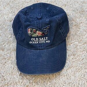 Kate Lord Old Salt Ocean City MD Hat Navy Adjustable Embroidered Whale Cap